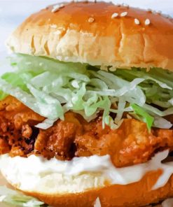 Fried Chicken Sandwich paint by number