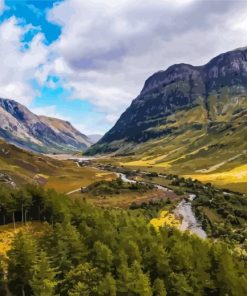 Glencoe Scotland Mountains paint by number