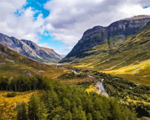 Glencoe Scotland Mountains paint by number