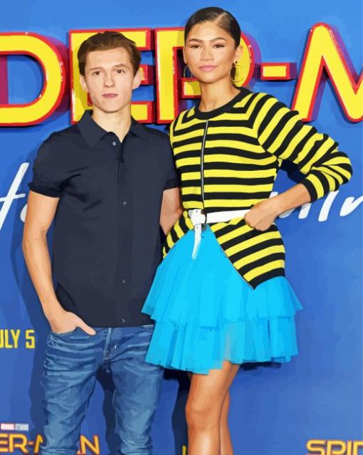 Handsome Tom Holland And Zendaya paint by number