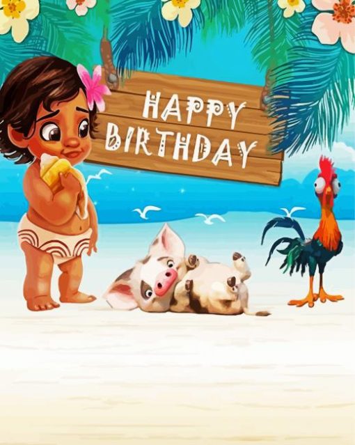 Happy Birthday Baby Moana paint by number