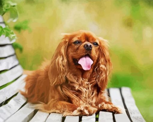 Happy Cavalier King Charles Spaniel paint by number