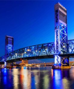 Jacksonville Bridge At Night paint by number