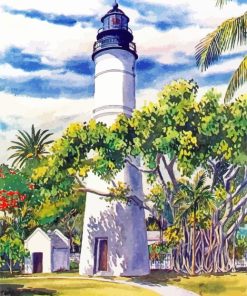 Key West Lighthouse Art By George K Salhofer paint by number