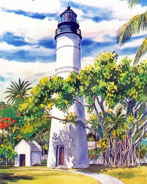 Key West Lighthouse Art By George K Salhofer paint by number