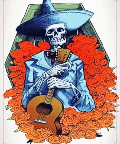 Mariachi Skeleton Art paint by number