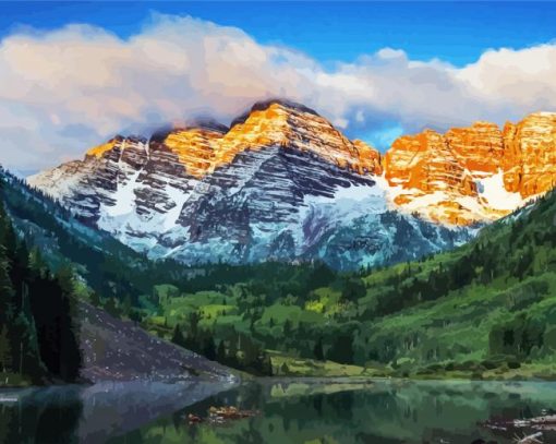 Maroon Bells Colorado paint by number