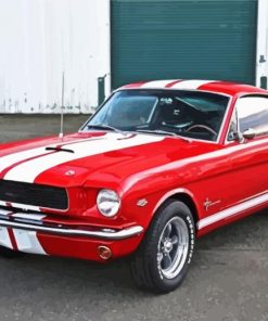 Red 66 Ford Mustang Car paint by number