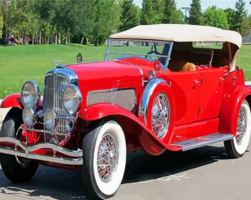 Red Duesenberg paint by number