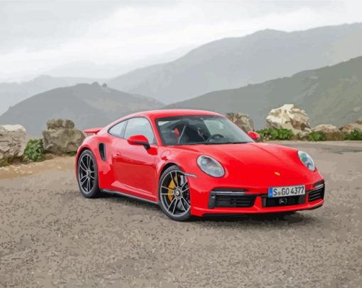 Red Porsche Cars paint by number