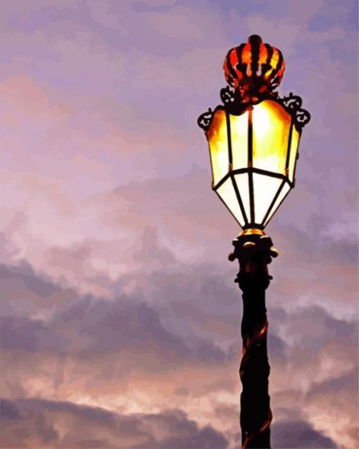 Retro Lamp Post Street paint by number