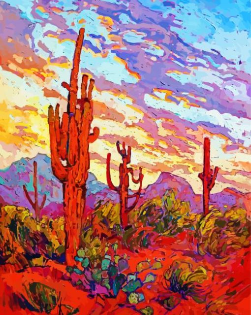 Saguaro Sunset paint by number