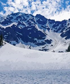 Snowy Olympic Mountains paint by number