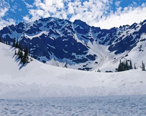 Snowy Olympic Mountains paint by number