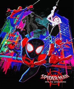 Spider Man Into The Spider Verse Movie Poster paint by number