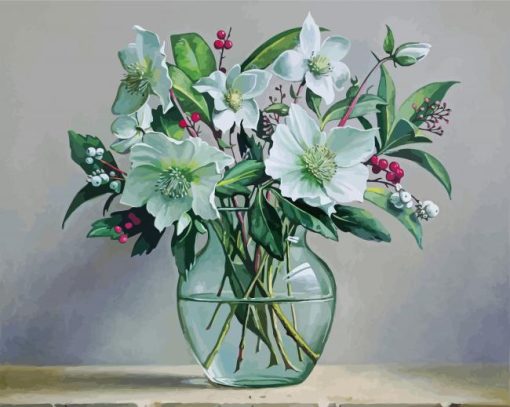 Spring Magnolias In Glass Vase paint by numbers