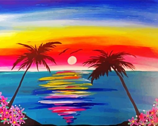 Sunset With A Rainbow Art paint by number