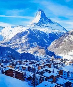 Swiss Alps In Winter paint by number