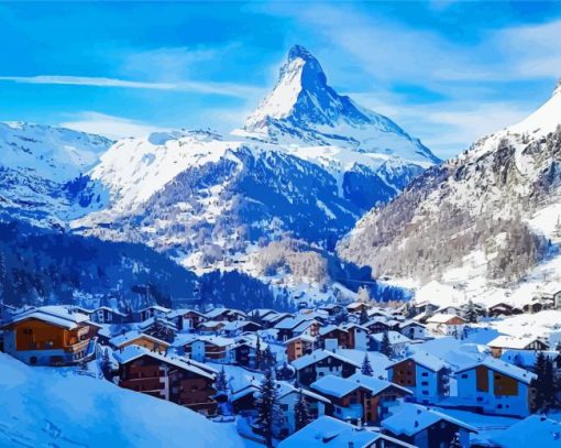 Swiss Alps In Winter paint by number