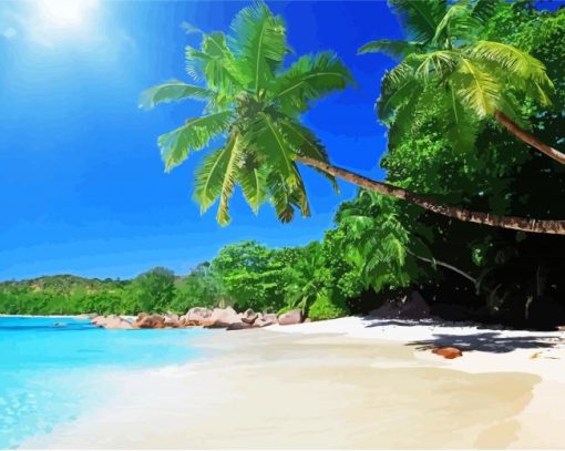 Tropical Beach Scene paint by number