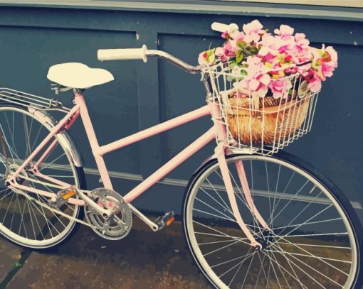 Vintage Bike With Tulips paint by number