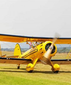 Vintage Yellow Biplane paint by number