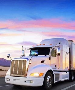 White Semi Truck paint by number