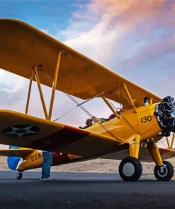 Yellow Biplane paint by number