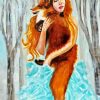 Young Woman With The Fox By Inna Montano paint by number