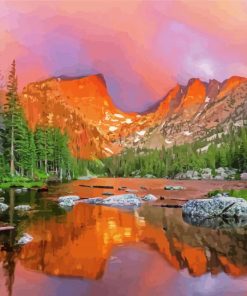 Dream Lake Sunrise In Rocky Mountain National Park paint by number