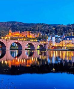 Heidelberger Bridge At Night paint by number