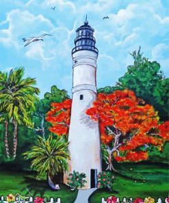 Key West Lighthouse And Friends By Lois Rivera paint by number