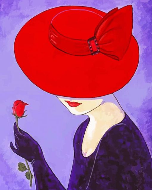 Lady In Flirty Red Hat paint by number