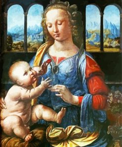 Madonna Of The Carnation By Leonardo Da Vinci paint by number