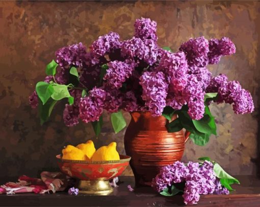 Purple Flowers Still Life paint by numbers