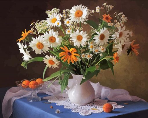 Still Life White Flowers paint by numbers