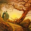 Two Men Contemplating The Moon By Caspar David Friedrich paint by number