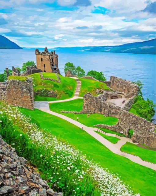 Urquhart Castle Scotland paint by number