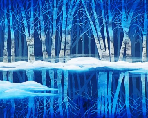 Winter Reflections Landscape paint by number