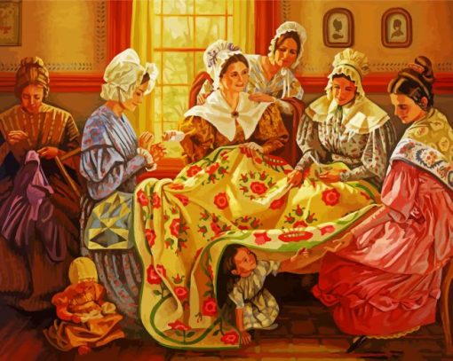 Women Quilting paint by number