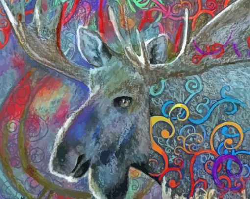 Abstract Moose paint by number