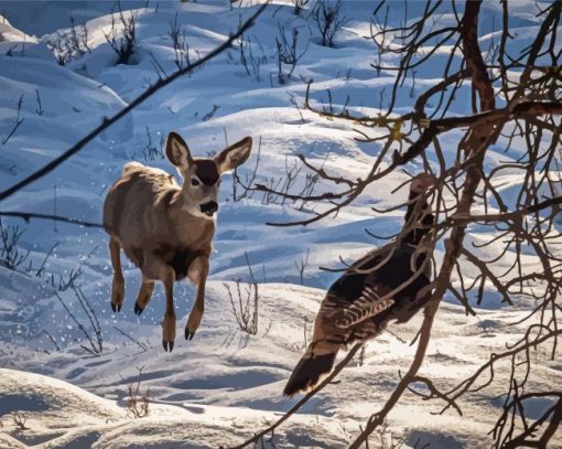 Aesthetic Deer And Turkey paint by number