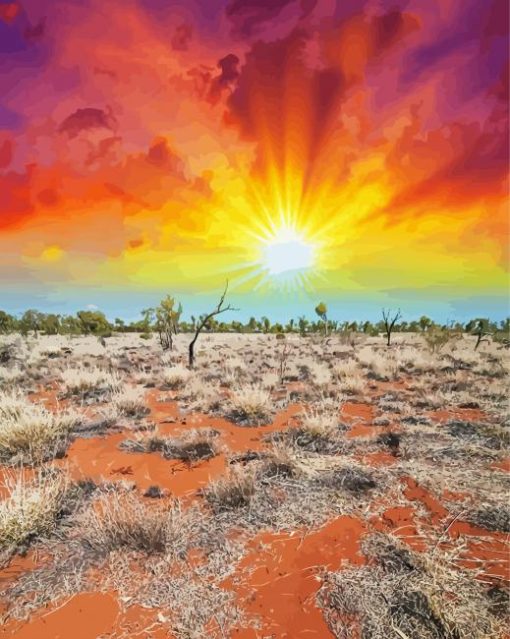 Beautiful Sunset In Australian Outback paint by number