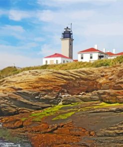 Beavertail Lighthouse Museum Rhode Island paint by number