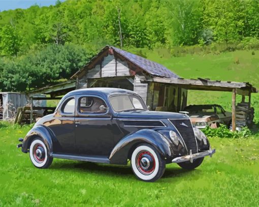 Black 1937 Ford Coupe paint by number