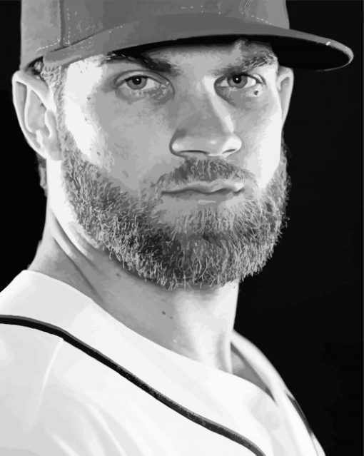 Black And White Bryce Harper paint by number