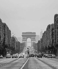 Black And White Champs Elysees paint by number