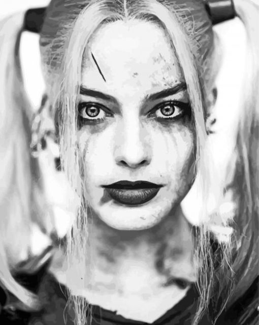 Black And White Harley Quinn paint by number