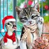 Christmas Duck And Cat paint by number