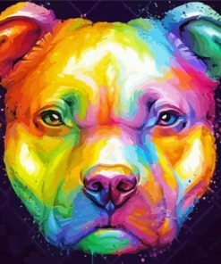 Colorful Pit Bull Art paint by number